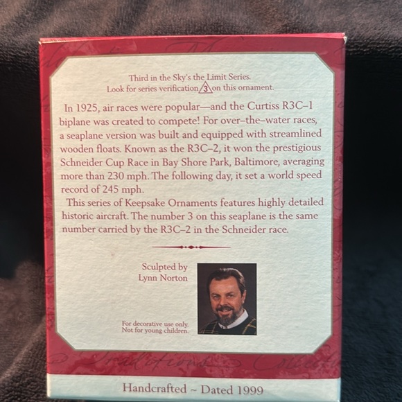 NIB Hallmark Keepsake Curtiss R3C-2 Seaplane Ornament 3rd in series - Picture 2 of 6